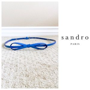 NWOT Sandro Blue Leather Bow Belt